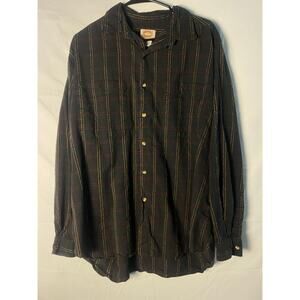 Vintage Banana Republic Black Plaid Button Up Shirt Long Sleeve Men's Large